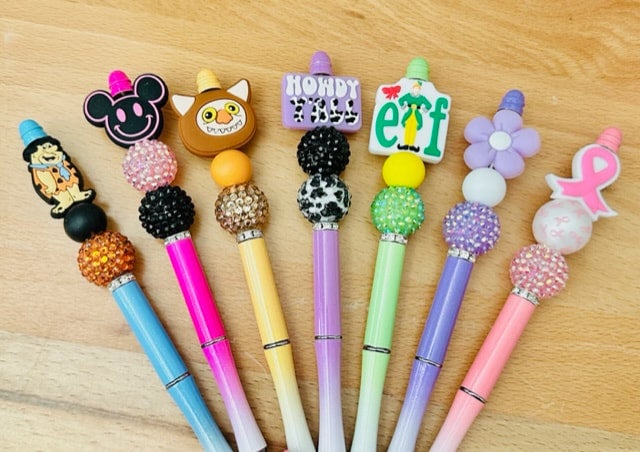 Beaded Pens With Charm Bling Pens Teacher Gift Mom Pens Character